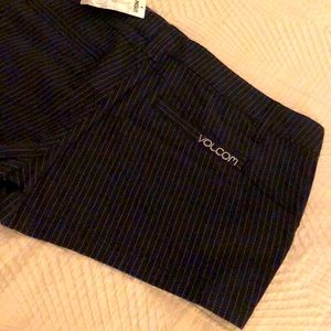 Volcom Woman’s Black Pinstripe Shorts - New Size 11 98% Cotton 2% Spandex